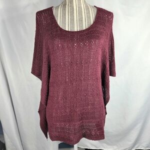 Christopher & Banks Maroon Boxy Short Sleeve Sweater Size Medium